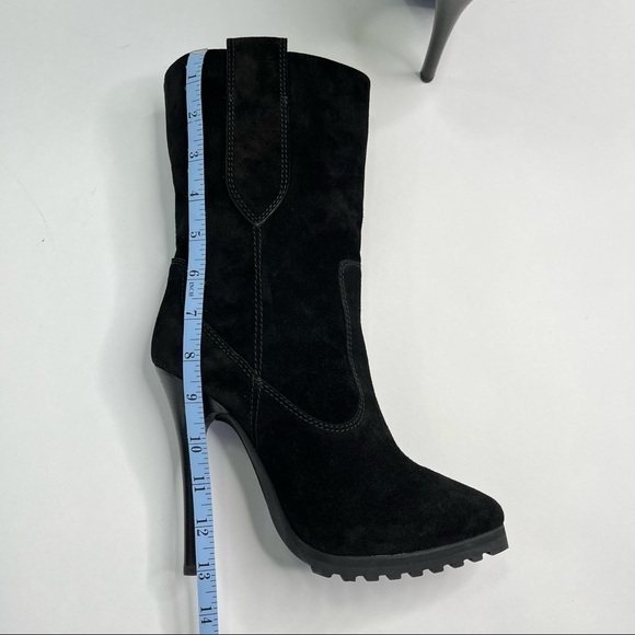 𝅺NEW Giuseppe Zanotti Black Suede Fur Lined Warm Sexy Heeled Tall Winter Boots - Picture 14 of 15